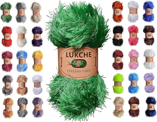 Miniatura 63 de Hilo de Pelo de Pestañas de Diversión de Lana de Felpa Premium 100% Poliéster 164 Yardas (150 Mt), 3.53 Oz (100 Gr) Hilo de Crochet Colorido DIY