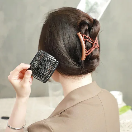 Miniatura 6 de LOVEF 6 pinzas para el cabello de doble peine para mujer, peines laterales elásticos para el cabello, sin arrugas, para cabello rizado, grueso