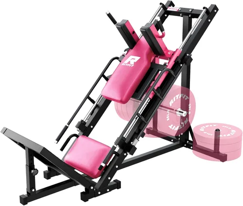 Miniatura 15 de RitFit Máquina de sentadillas para prensa de piernas, máquina profesional de prensa de piernas ajustable para gimnasio en casa con rodamiento
