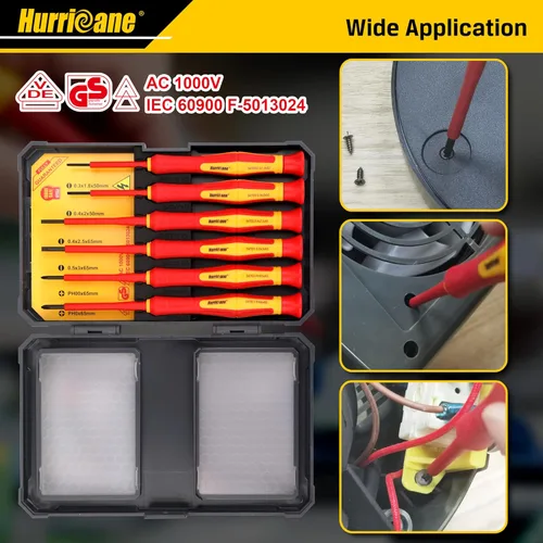 Miniatura 6 de HURRICANE Juego de destornilladores aislados de 1000 V, juego de 6 piezas de destornilladores de electricista de precisión con puntas magnéticas