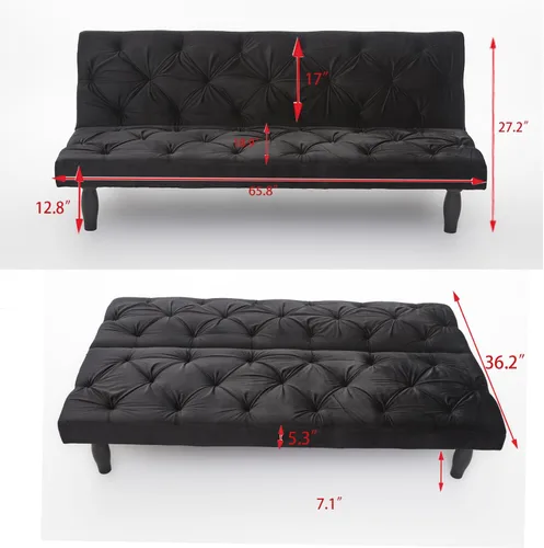 Miniatura 2 de Sofá cama tipo futón, moderno, tapizado, plegable, para sala de estar compacta, sofá reclinable de tela, para apartamentos pequeños, espacios