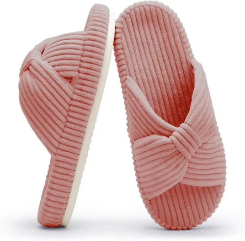 Miniatura 22 de Chantomoo - Pantuflas para mujer de espuma viscoelástica para la casa con cordón, lazo y tiras cruzadas, zapatos de cama cómodos y de moda
