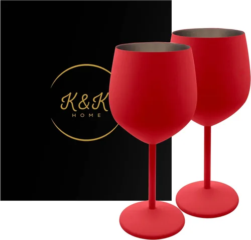 Miniatura 16 de K&K Home Copas de vino irrompibles de acero inoxidable cromado negro, 18 onzas, juego de 2 copas de vino de metal de colores, perfectas