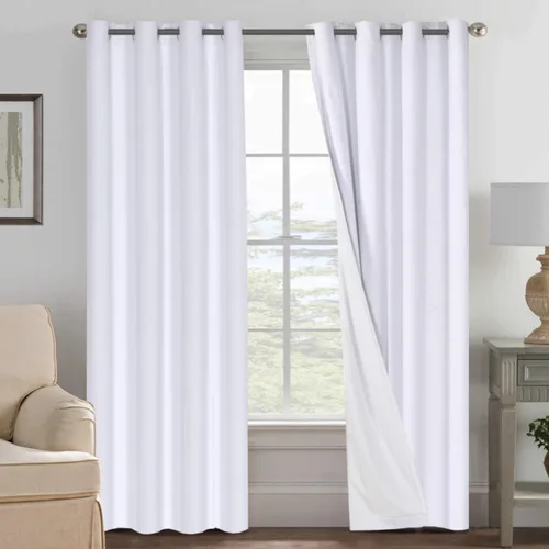 Miniatura 107 de H.VERSAILTEX Cortinas opacas de lino de 63 pulgadas de largo, 100% absolutamente opacas, con aislamiento térmico, con textura de lino, con ojales