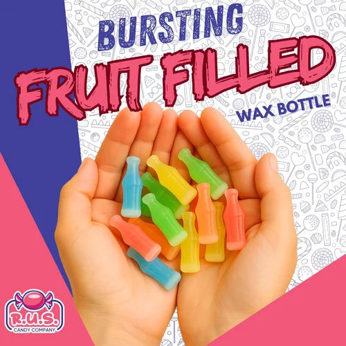Miniatura 4 de Dulces de cera de botella estilo antiguo – Paquete al por mayor de 1 libra – 5 sabores afrutados