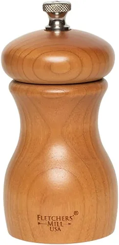 Miniatura 3 de Fletchers' Mill - Colección Marsala de molinillo de pimienta, cereza, 4 pulgadas, grosor ajustable fino a grueso, fabricado en Estados Unidos Negro