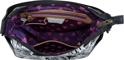 Miniatura 4 de Anuschka Bolso de mano de cuero genuino para mujer Hobo clásico con bolsillo lateral