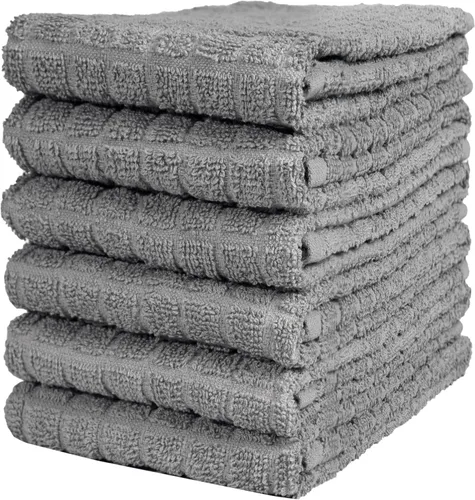 Miniatura 15 de Bumble - Paños de cocina (8 unidades) 12 x 12 pulgadas Toallas de cocina 100% algodón 405 GSM Toallas de cocina suaves, altamente Gris
