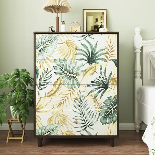 Miniatura 6 de WESTICK Papel tapiz dorado tropical para despegar y pegar para baño, papel de contacto tropical impermeable, papel tapiz floral para dormitorio, 3.