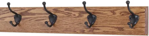 Miniatura 4 de PegandRail Perchero de roble con ganchos estilo sombrero y abrigo de bronce aceitado (castaño, 15 x 3.5 pulgadas con 3 ganchos)