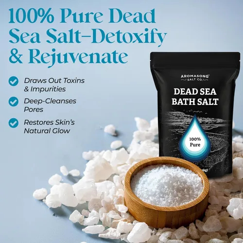Miniatura 2 de Aromasong Paquete de remojo de sal del Mar Muerto de 14 onzas – Sales del Mar Muerto 100% naturales para remojar, relajar y desintoxicar la piel