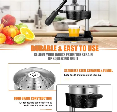 Miniatura 6 de Prensa Manual de Mano de Hierro Fundido Comercial de Servicio Pesado Naranja Cítricos Limón Lima Toronja Granada Exprimidor de Jugo de Fruta