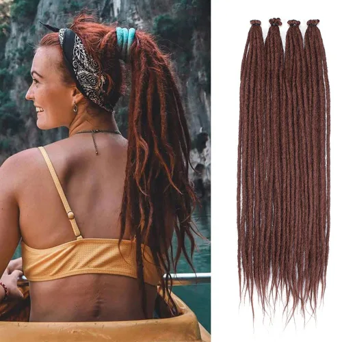 Miniatura 13 de Kraler - Extensiones de rastas de 22 pulgadas con 40 hebras, trenzadas a mano, estilo reggae, de color blanco perla, sintéticas, de 0,6 cm de ancho