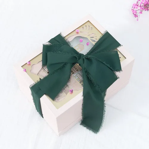 Miniatura 7 de 4 rollos de cinta de gasa de gasa con flecos de 1 pulgadas de ancho x 5 yardas, color rojo óxido, bordes deshilachados para invitaciones de boda