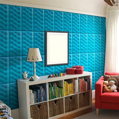 Miniatura 2 de Paneles de pared de espuma autoadhesivos 3D, 23.6 x 11.8 pulgadas, decoración de cuero revestido de cuero, anti-colisión, cojín suave para cubrir
