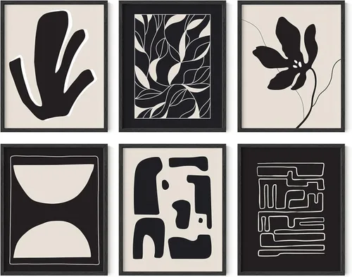 Miniatura 13 de HAUS AND HUES Arte abstracto negro para pared, juego de 6 impresiones artísticas modernas de líneas negras y grises, arte abstracto geométrico Juego
