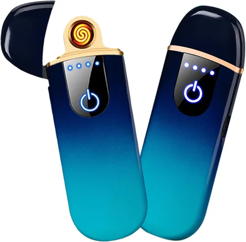 Miniatura 10 de Encendedor electrónico recargable por USB, encendido inteligente de doble cara, resistente al viento, plasma ligero, regalo portátil para novios
