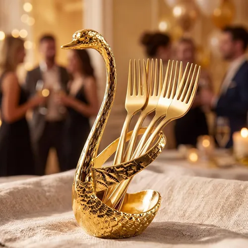 Miniatura 8 de WDF 100 tenedores de plástico dorado – Tenedores resistentes y duraderos desechables de 7.4 pulgadas – Elegantes tenedores dorados para postre