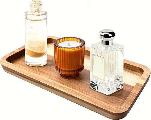 Vanity Bathroom Tray for Counter, Wood Tray for Bathroom, Toilet Tank, Perfume 11.8L x 5.9W x 0.8H inch (Acacia)