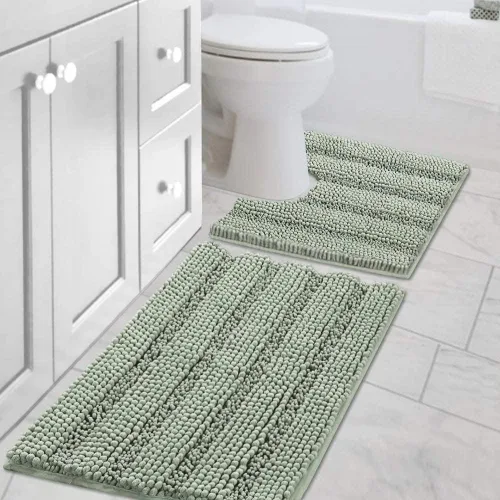 Miniatura 139 de H.VERSAILTEX - Alfombras de baño, juego de 2 piezas, alfombra de contorno para baño, juego de alfombras para inodoro, alfombra antideslizante