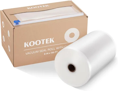 Kootek Bolsas selladoras al vacío de 8 x 150 pies para alimentos con dispensador de cortador, bolsas de sellado al vacío de grado comercial, sin