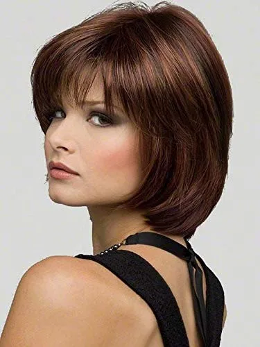 Miniatura 3 de Peluca Haley color 38 gris oscuro 7.5 pulgadas de longitud silueta estilo Bob Kanekalon sintético monofilamento superior recto ligero peluca