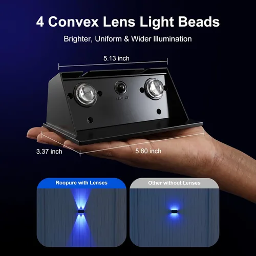 Miniatura 3 de Paquete de 4 luces de pared alimentadas por energía solar para exteriores, montaje en valla de arriba y abajo, lámparas LED decorativas impermeables