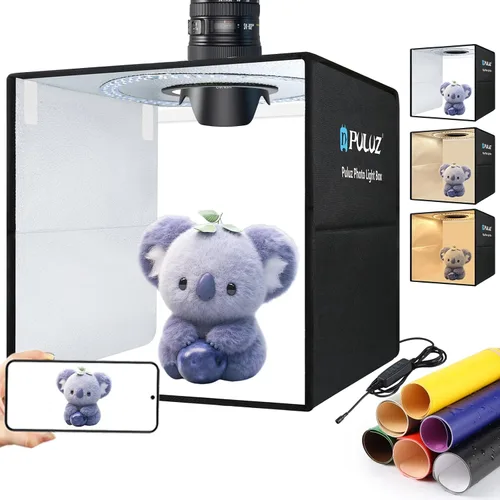 Miniatura 14 de Caja de luz, PULUZ 11.8"/30cm Caja de luz para estudio fotográfico, caja de luz portátil con brillo ajustable, caja de luz profesional plegable