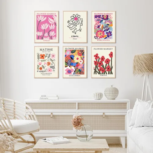Miniatura 3 de RETRART Flower Market - Arte de pared, pósteres de Matisse e imágenes de flores, juego de impresión abstracta para dormitorio y sala de estar, 8 x