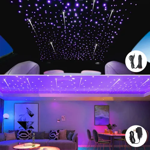 Miniatura 5 de Firework Meteor Starlight Headliner 10W Twinkle Star Luces de techo para automóvil, 550 unidades de 0.03 pulgadas x 13.1 pies/13.1 ft, luz