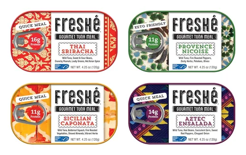 Miniatura 9 de Freshé Atún enlatado gourmet (Nicoise de Provenza, paquete de 10 unidades), bocadillo saludable con alto contenido en proteínas y comida lista