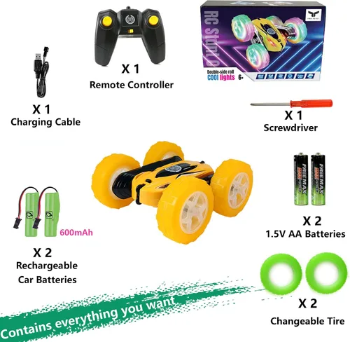 Miniatura 7 de FREE TO FLY Auto a control remoto para niños de 6 a 12: auto de acrobacias a control remoto para niños de 2.4 GHz, auto de carreras rápidas