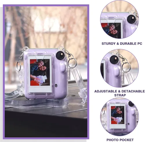 Miniatura 3 de Instant Mini 12 - Funda transparente para cámara de película instantánea Fujifilm Instax Mini 12, funda protectora para cámara con bolsillo trasero