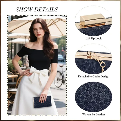 Miniatura 5 de UBORSE Bolso de mano para mujer, de piel vegana, bolso de noche, formal, sobre cruzado, bolsa de hombro