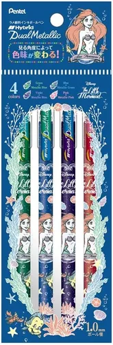 Showa Note 914457001 Little Mermaid - Bolígrafo de tinta de gel, híbrido, doble metálico, 4 colores Ariel