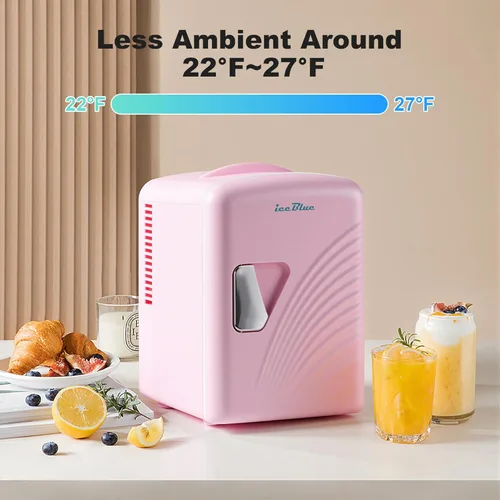 Miniatura 2 de Iceblue - Mini refrigerador retro de 4 litros/6 latas, mini refrigerador para productos de cuidado de la piel y maquillaje, enchufe de CA y cargador