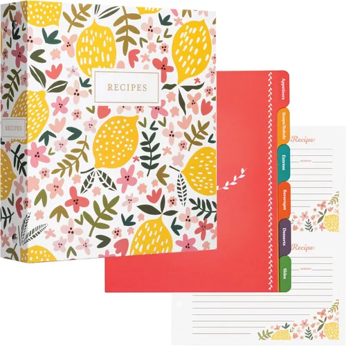 Miniatura 19 de Jot & Mark - Organizador de recetas con 3 anillos (Cosecha otoñal) 50 tarjetas de recetas de 4 x 6, separadores de página completa y protectores