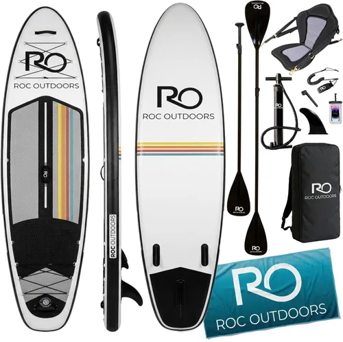 Miniatura 45 de Roc Tabla de remo inflable con accesorios y mochila de alta calidad, cubierta antideslizante, bolsa impermeable, correa, remo y bomba de mano.