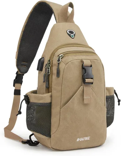 Miniatura 8 de G4Free - Mochila de lona con asa cruzada y puerto de carga USB con bloqueo RFID, mochila de pecho para senderismo, mochila de día para hombres