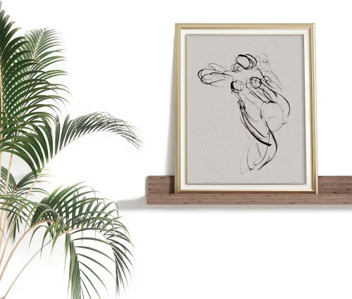 Miniatura 3 de Póster abstracto con impresión de retrato minimalista para mujer, dibujo de líneas, grabado gris rústico, arte de pared con grabado de granja