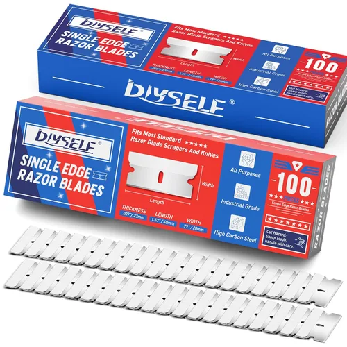 DIYSELF Hojas de afeitar de un solo filo, 200 piezas - Hojas de afeitar de acero con alto contenido de carbono para quitar calcomanías, pegatinas