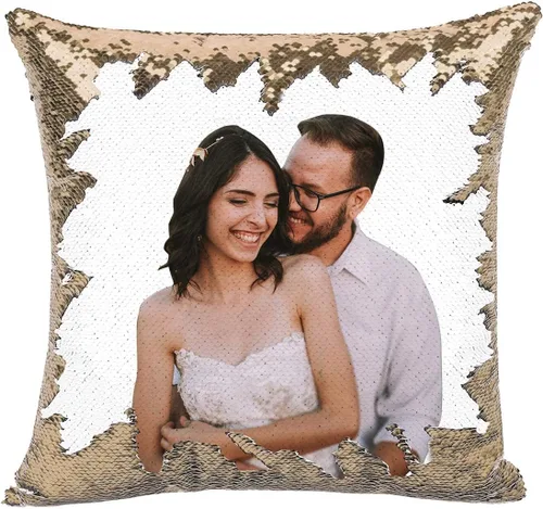 Miniatura 12 de LingLing Design - Almohada personalizada de lentejuelas, almohadas de fotos personalizadas, decoración mágica reversible del hogar, regalos
