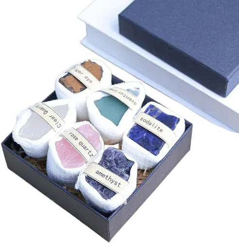 Miniatura 2 de Caja de piedra original de cristal, muestra de mineral natural, marcador mineral de partículas grandes sin pulir, juego de caja de regalo