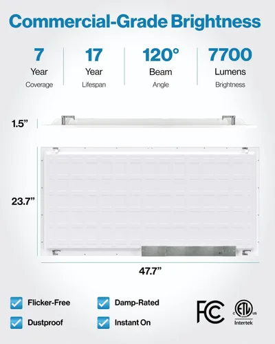 Miniatura 6 de Sunco Luz de panel plano LED de 2 x 4 para techo de caída para oficina, 7700 LM, características seleccionables, 40W/50W/60W, 4000K/5000K/6000K