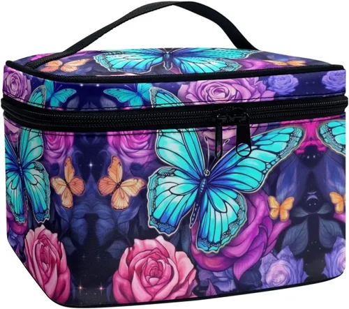 Miniatura 20 de Flashideas Bolsa de maquillaje para cosméticos Almacenamiento vertical Bolsa de maquillaje de viaje de gran capacidad, Caballo Azteca 1