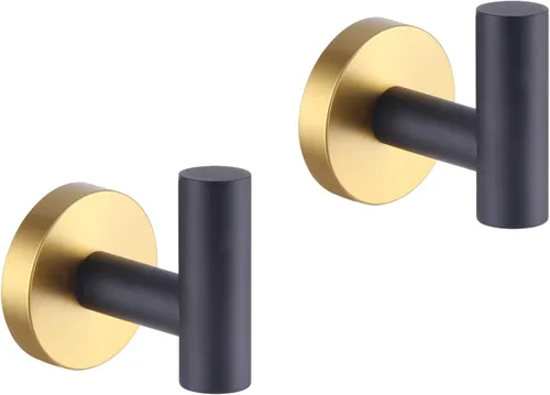 Miniatura 9 de GERZWY Gancho para abrigo de baño negro mate SUS 304 de acero inoxidable, gancho único para toalla/bata, para baño y cocina, estilo hotel
