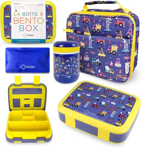 Miniatura 16 de Caja Bento con Térmico, Tarro de Comida de Acero Inoxidable para Comida Caliente-Fría o Sopa, Bolsa de Almuerzo Aislada y Set de Paquete de Hielo