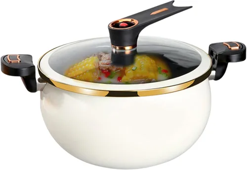 Mini olla a presión, olla de calentamiento rápido de 8 litros con asas de bloqueo, olla antiadherente con tapa transparente estable para gas,