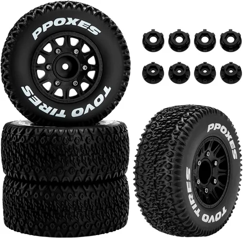 GLOBACT Ruedas y neumáticos hexagonales RC de 0.472 in/0.551 in 1/10 RC para Arrma Senton Fury Slash Axial Losi Redcat Rc4wd Hex Reemplazo Negro