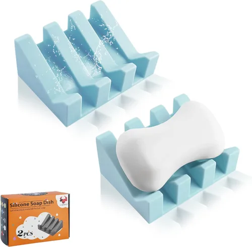 Miniatura 21 de Jabonera Autodrenante con Soporte, Jabonera de Silicona, para Baño, Cocina, Esponjas, Puede Extender la Vida del Jabón, Mantiene las Barras de Jabón